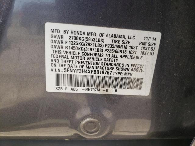 5FNYF3H4XFB018767 Honda Pilot Ex
