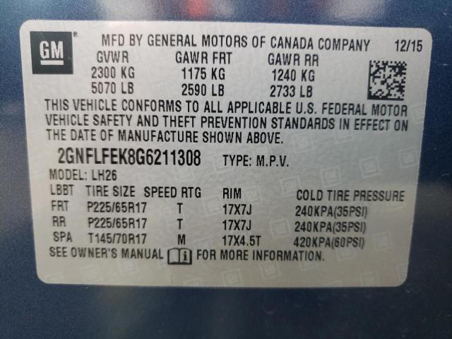 2GNFLFEK8G6211308 Chevrolet EQUINOX LT