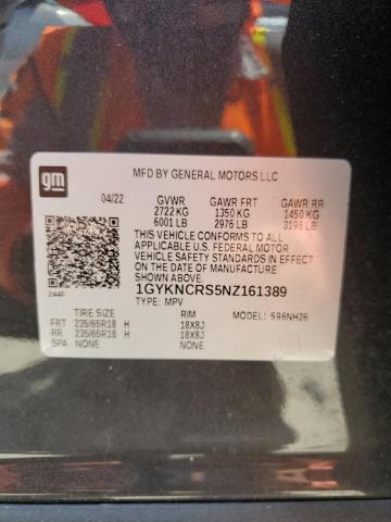 1GYKNCRS5NZ161389 Cadillac Xt5 Premium Luxury