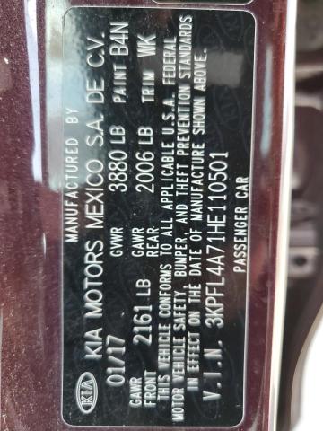 3KPFL4A71HE110501 KIA FORTE LX