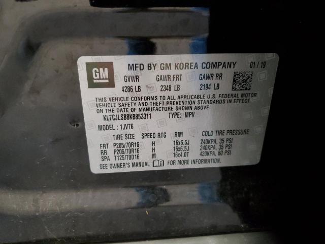 KL7CJLSB8KB853311 Chevrolet TRAX 1LT