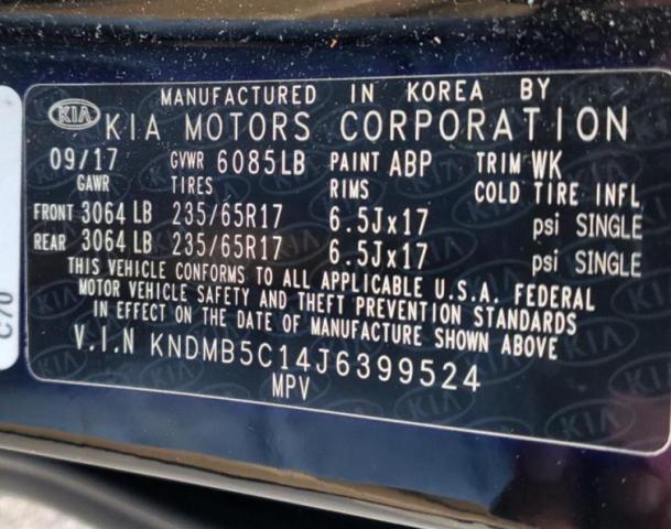 KNDMB5C14J6399524 KIA SEDONA LX
