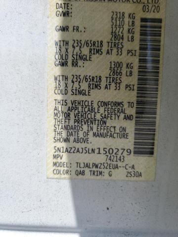 5N1AZ2AJ5LN150279 Nissan MURANO S