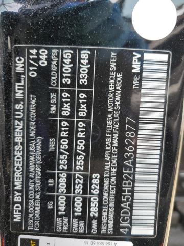 4JGDA5HB2EA362877 Mercedes-Benz Ml 350 4matic