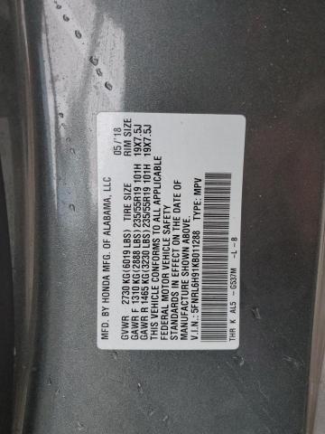 5FNRL6H91KB011288 Honda Odyssey Elite