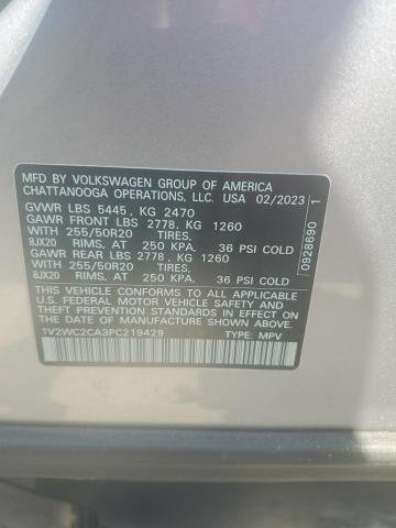 1V2WC2CA3PC219429 Volkswagen Atlas Cross Sport Se