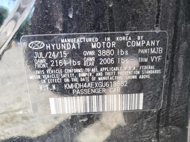 KMHDH4AEXGU618582 Hyundai ELANTRA SE