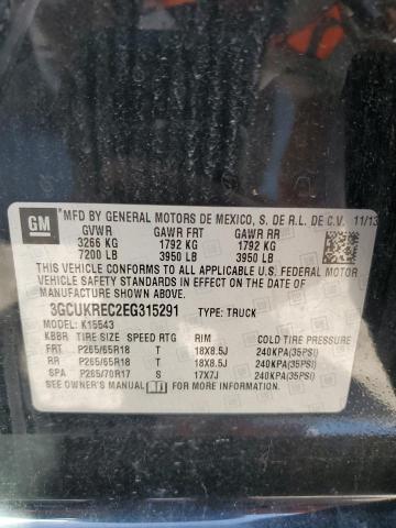 3GCUKREC2EG315291 Chevrolet Silverado K1500 Lt