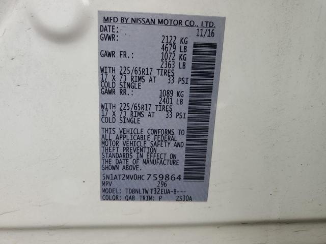 5N1AT2MV0HC759864 Nissan ROGUE SV