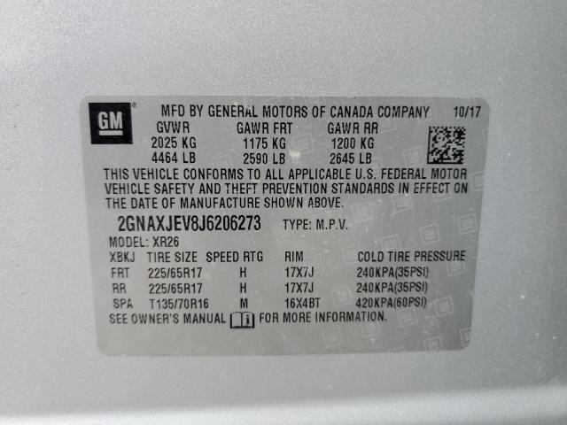 2GNAXJEV8J6206273 Chevrolet EQUINOX LT