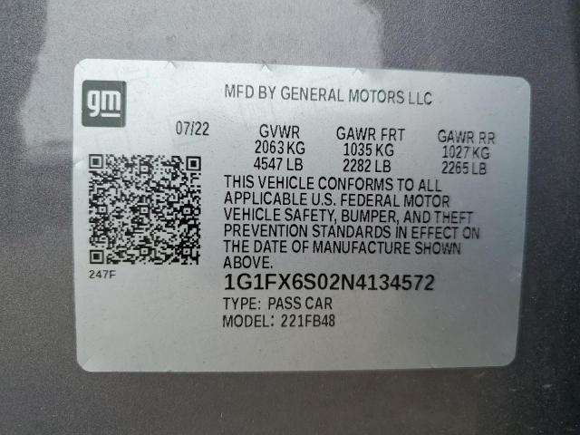 1G1FX6S02N4134572 Chevrolet Bolt Ev 2lt