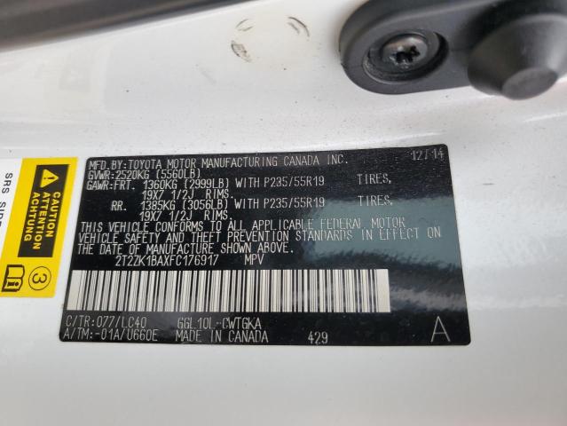 2T2ZK1BAXFC176917 Lexus RX 350