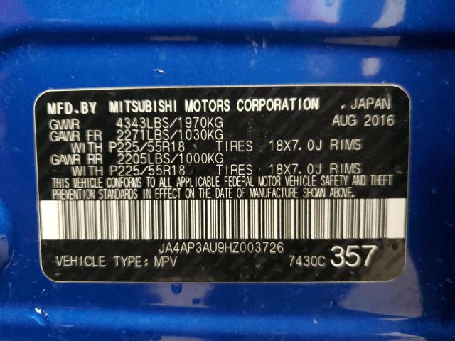 JA4AP3AU9HZ003726 Mitsubishi Outlander Sport Es