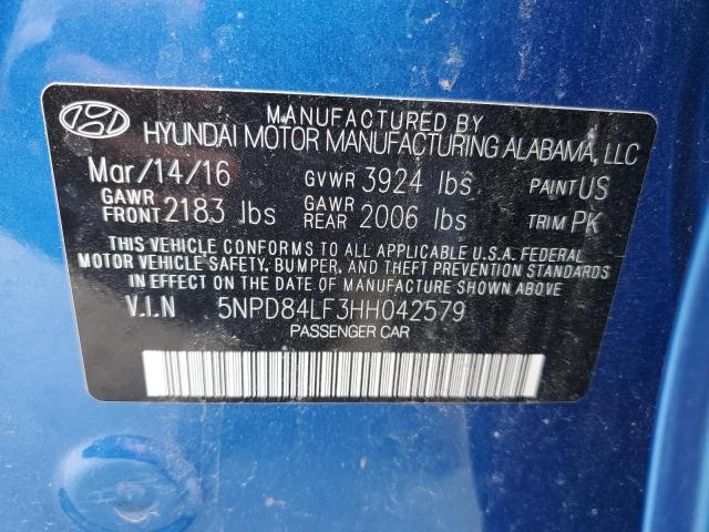 5NPD84LF3HH042579 Hyundai ELANTRA SE