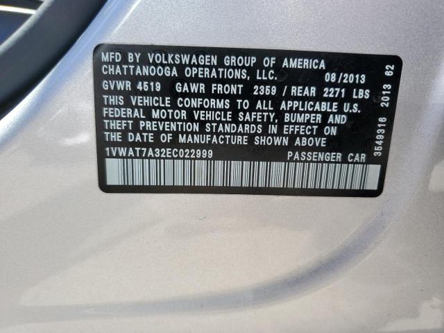 1VWAT7A32EC022999 Volkswagen PASSAT S