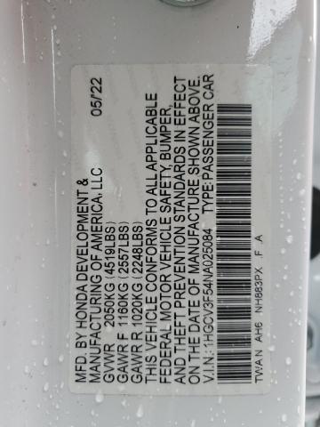 1HGCV3F54NA025084 Honda Accord Hybrid Exl