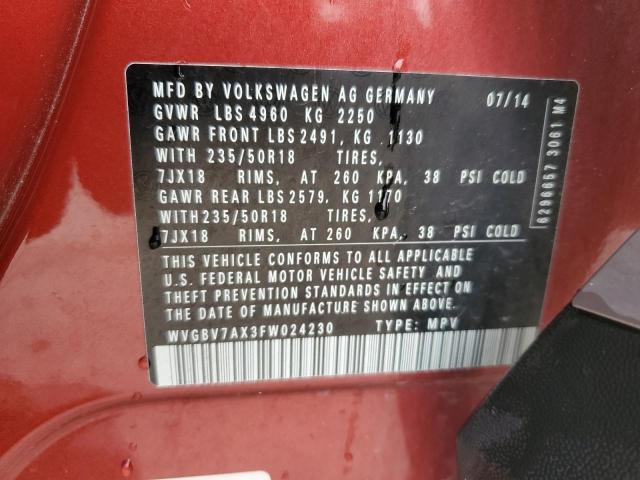 WVGBV7AX3FW024230 Volkswagen TIGUAN S