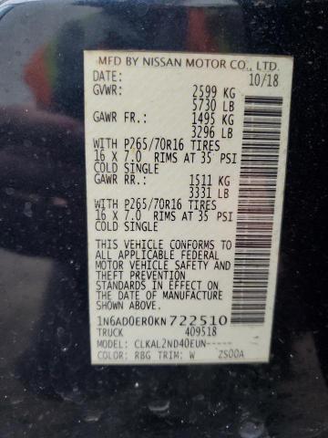 1N6AD0ER0KN722510 Nissan FRONTIER S