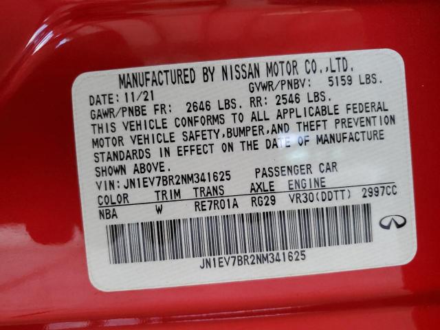 JN1EV7BR2NM341625 Infiniti Q50 LUXE