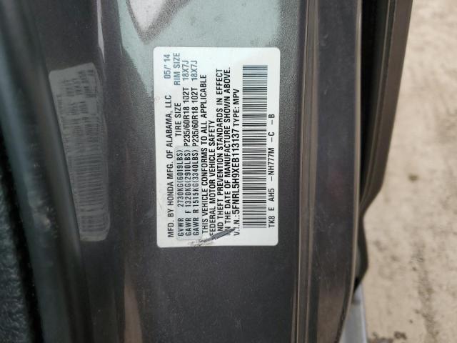 5FNRL5H9XEB113137 Honda Odyssey Touring