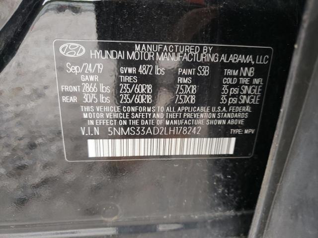 5NMS33AD2LH178242 Hyundai Santa Fe Sel