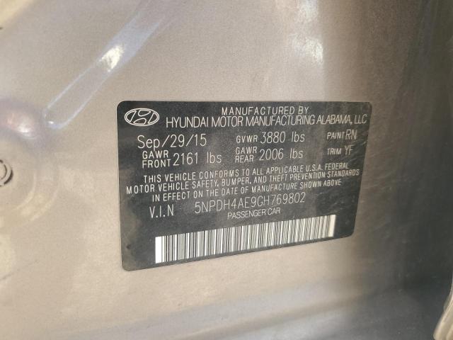 5NPDH4AE9GH769802 Hyundai ELANTRA SE