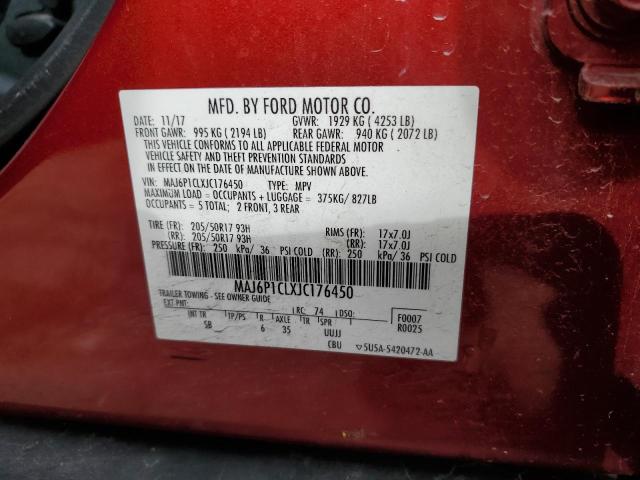 MAJ6P1CLXJC176450 Ford Ecosport Ses