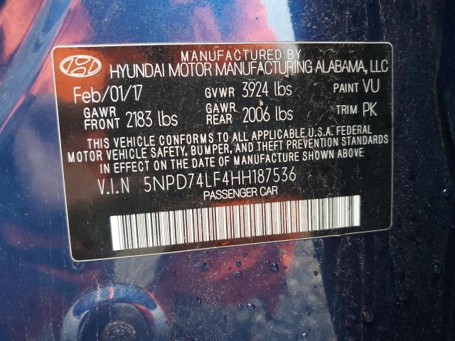 5NPD74LF4HH187536 Hyundai ELANTRA SE