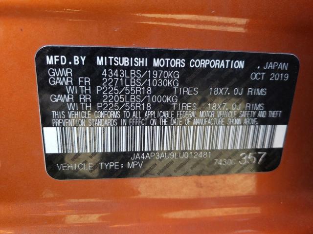 JA4AP3AU9LU012481 Mitsubishi Outlander Sport Es