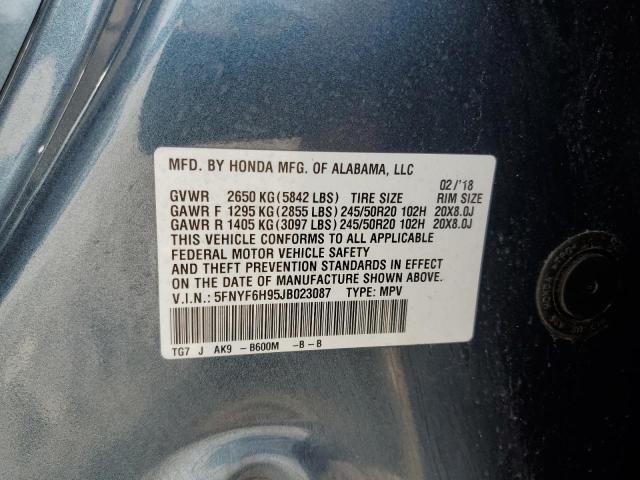 5FNYF6H95JB023087 Honda Pilot Touring