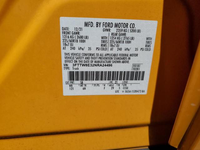 3FTTW8E32NRA24496 Ford Maverick Xl