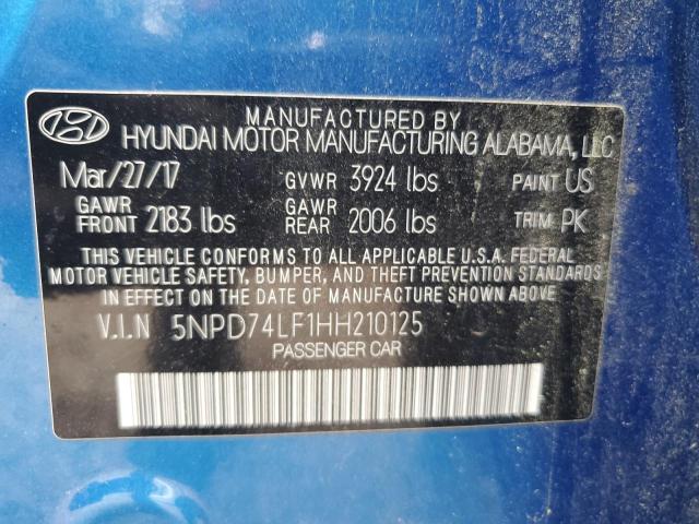 5NPD74LF1HH210125 Hyundai ELANTRA SE