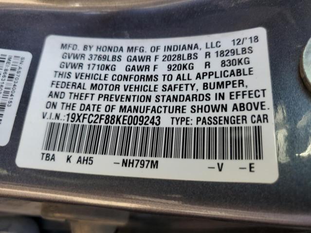 19XFC2F88KE009243 Honda Civic Sport