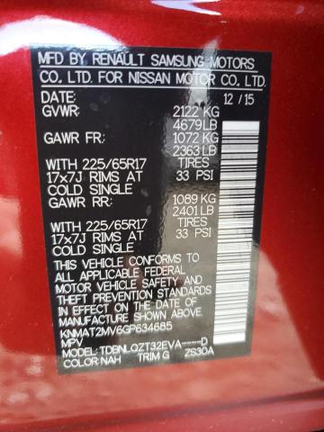 KNMAT2MV6GP634685 Nissan ROGUE S