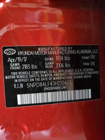 5NPD84LF4JH220473 Hyundai ELANTRA SEL