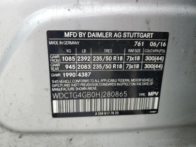 WDCTG4GB0HJ280865 Mercedes-Benz Gla 250 4matic
