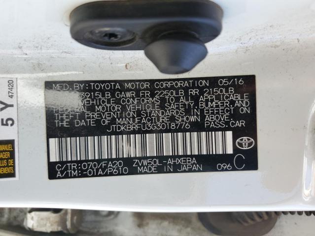 JTDKBRFU3G3018776 Toyota Prius