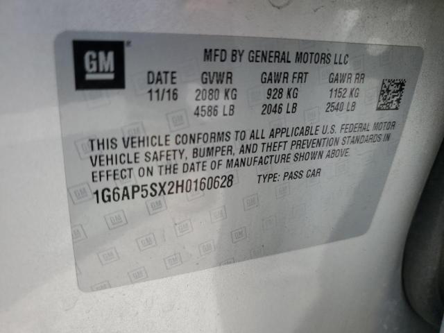 1G6AP5SX2H0160628 Cadillac CTS