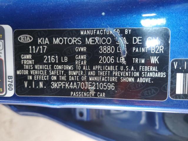 3KPFK4A70JE210596 KIA FORTE LX