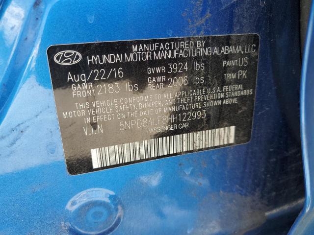 5NPD84LF8HH122993 Hyundai ELANTRA SE