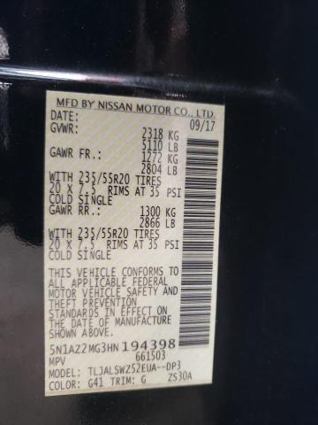 5N1AZ2MG3HN194398 Nissan MURANO S