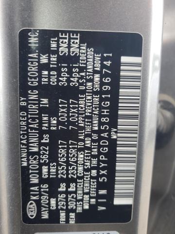 5XYPGDA58HG196741 KIA SORENTO LX