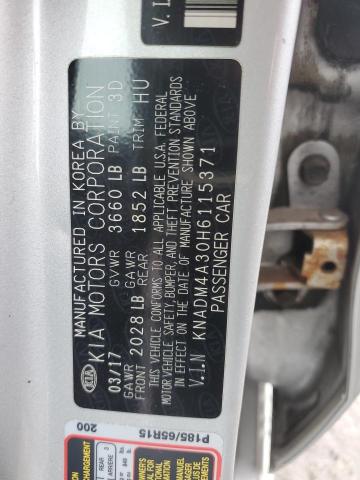 KNADM4A30H6115371 KIA RIO LX