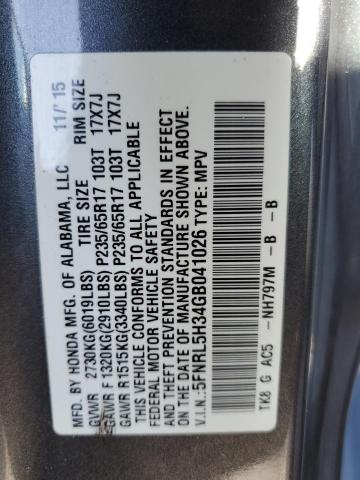 5FNRL5H34GB041026 Honda ODYSSEY SE