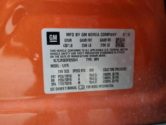 KL7CJRSB3FB255541 Chevrolet TRAX 1LT