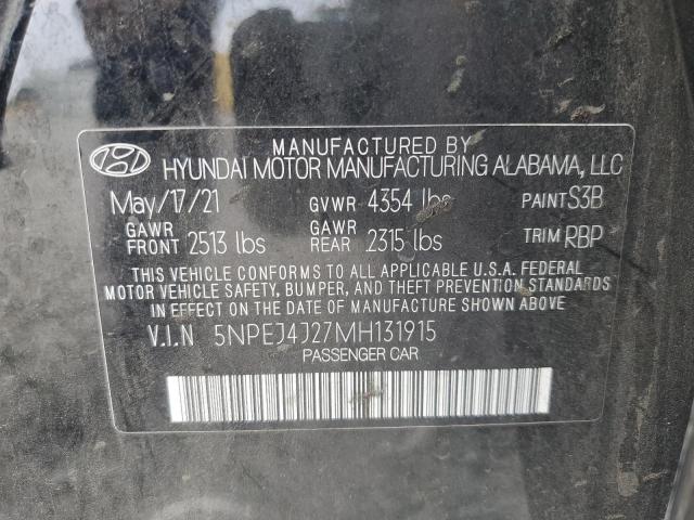 5NPEJ4J27MH131915 Hyundai Sonata Sel Plus