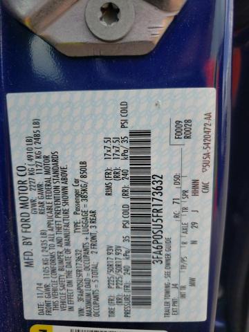 3FA6P0SU5FR173632 Ford Fusion Titanium Phev