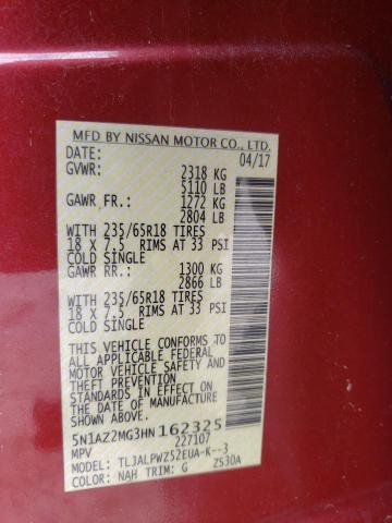 5N1AZ2MG3HN162325 Nissan MURANO S