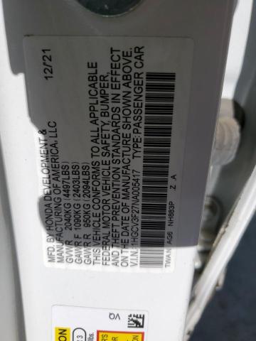 1HGCV3F27NA005417 Honda Accord Hybrid Sport