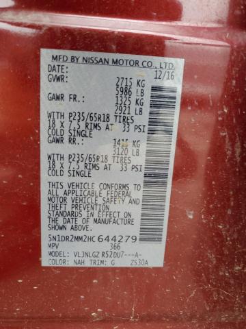 5N1DR2MM2HC644279 Nissan Pathfinder S